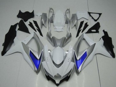 Beste Suzuki GSXR 600/750 Motorrad Verkleidung 2008-2010 - Silber Weiss Blau Schwarz