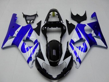 Beste Suzuki GSXR 1000 Motorrad Verkleidung 2000-2002 - Weiss Blau Glanzendes Schwarz