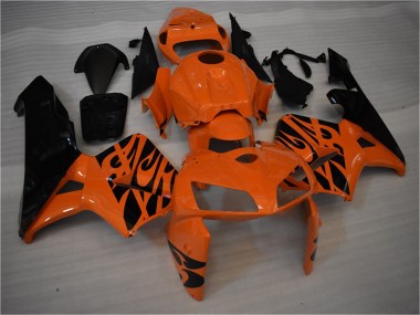 Beste Honda CBR600RR Motorrad Verkleidung 2005-2006 - Orange Schwarz Flamme