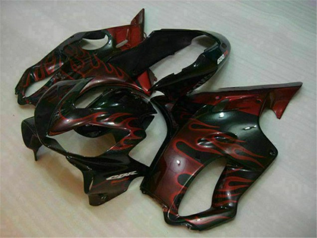 Beste Honda CBR600 F4i Motorrad Verkleidung 2004-2007 - Glanzendes Schwarz Rot Flamme