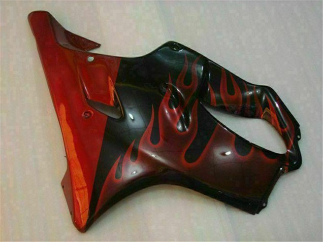 Beste Honda CBR600 F4i Motorrad Verkleidung 2004-2007 - Glanzendes Schwarz Rot Flamme