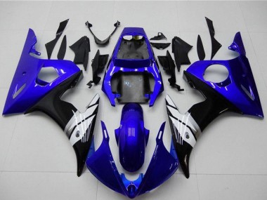 Beste Yamaha YZF R6 Motorrad Verkleidung 2003-2004 - Blau Weiss Glanzendes Schwarz