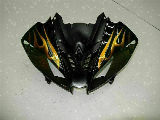 Beste Yamaha YZF R6 Motorrad Verkleidung 2008-2016 - Glanzendes Schwarz Gold Flamme