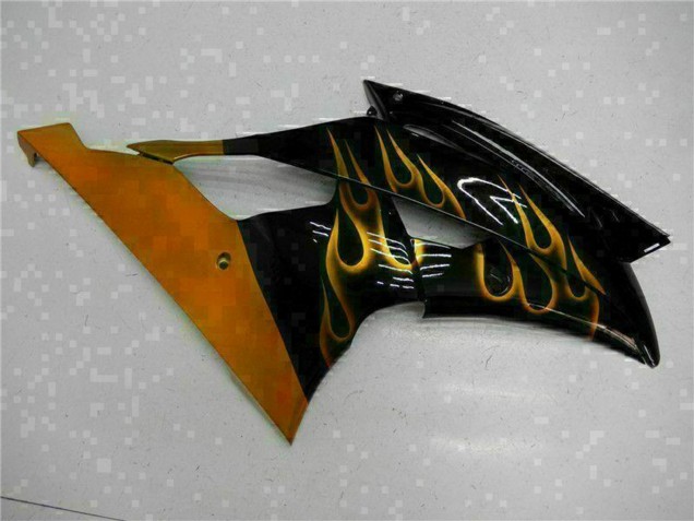 Beste Yamaha YZF R6 Motorrad Verkleidung 2008-2016 - Glanzendes Schwarz Gold Flamme