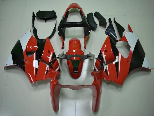 Beste Kawasaki ZX6R Motorrad Verkleidung 2000-2002 - Weiss Rot Glanzendes Schwarz