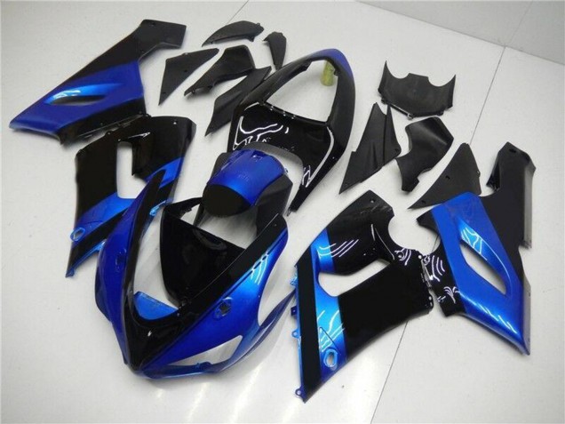 Beste Kawasaki ZX6R Motorrad Verkleidung Kit 2005-2006 - Blau Glanzendes Schwarz