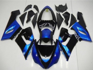 Beste Kawasaki ZX6R Motorrad Verkleidung Kit 2005-2006 - Blau Glanzendes Schwarz