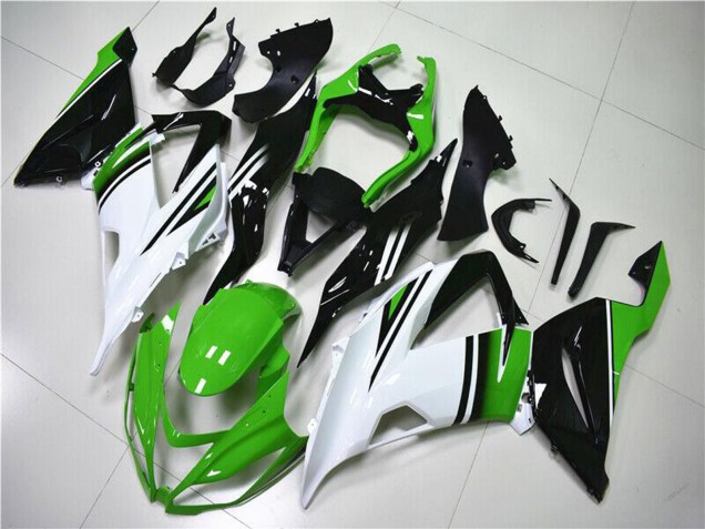 Beste Kawasaki ZX6R Motorrad Verkleidung 2013-2018 - Grun Weiss Glanzendes Schwarz