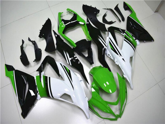 Beste Kawasaki ZX6R Motorrad Verkleidung 2013-2018 - Grun Weiss Glanzendes Schwarz
