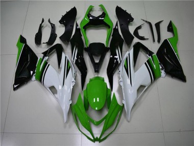 Beste Kawasaki ZX6R Motorrad Verkleidung 2013-2018 - Grun Weiss Glanzendes Schwarz