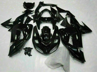 Beste Kawasaki ZX10R Motorrad Verkleidung 2006-2007 - Glanzendes Schwarz