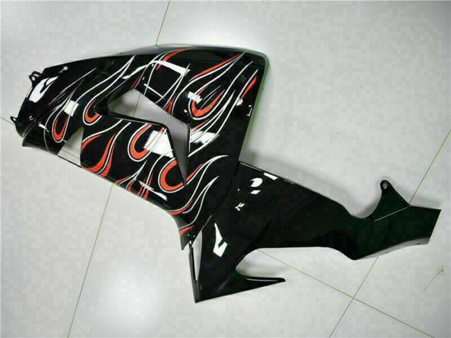 Beste Kawasaki ZX10R Motorrad Verkleidung Kit 2006-2007 - Glanzendes Schwarz Rot Flamme