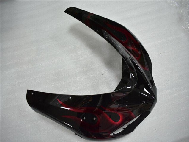 Beste Kawasaki ZX10R Motorrad Verkleidung 2006-2007 - Glanzendes Schwarz Rot Flamme