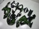 Beste Kawasaki ZX10R Motorrad Verkleidung 2006-2007 - Glanzendes Schwarz Grun Flamme