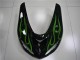 Beste Kawasaki ZX10R Motorrad Verkleidung 2006-2007 - Glanzendes Schwarz Grun Flamme