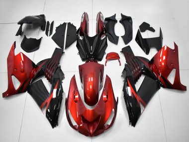 Beste Kawasaki ZX14R ZZR1400 Motorrad Verkleidung 2006-2011 - Rot Schwarz