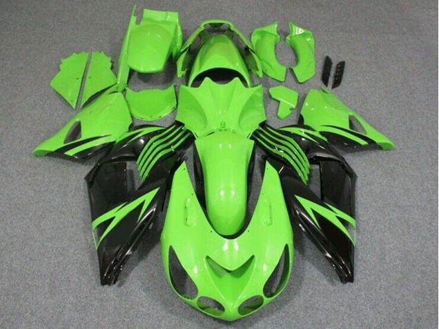 Beste Kawasaki ZX14R ZZR1400 Motorrad Verkleidung 2006-2011 - Grun Glanzendes Schwarz