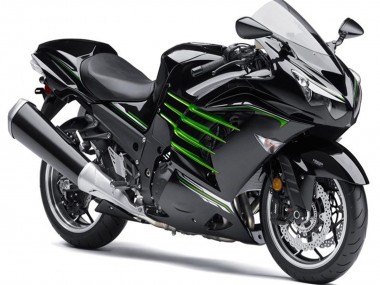 Beste Kawasaki ZX14R ZZR1400 Motorrad Verkleidung 2012-2024 - Glanzendes Schwarz Matt Schwarz Grun