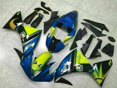 Beste Yamaha YZF R1 Motorrad Verkleidung 2009-2011 - Blau Gelb Hai