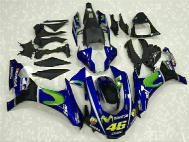 Beste Yamaha YZF R1 Motorrad Verkleidung 2015-2019 - Blau Silber Schwarz Grun MoviStar