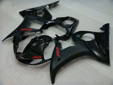 Beste Yamaha YZF R6 Motorrad Verkleidung 2003-2004 - Glanzendes Schwarz Matt Schwarz Rot Aufkleber