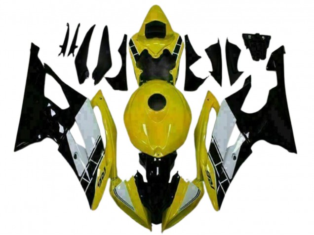 Beste Yamaha YZF R6 Motorrad Verkleidung 2008-2016 - Gelb Weiss Glanzendes Schwarz