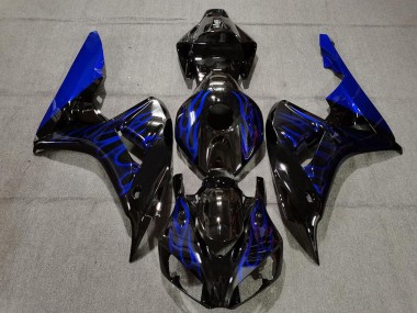 Beste Honda CBR1000RR Motorrad Verkleidung 2006-2007 - Glanzendes Schwarz Blau Flamme