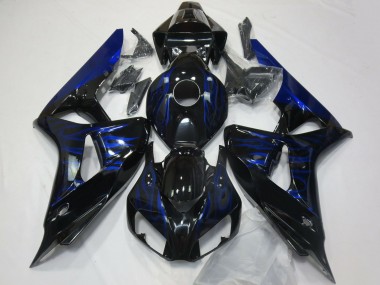 Beste Honda CBR1000RR Motorrad Verkleidung 2006-2007 - Glanzendes Schwarz Blau Flamme