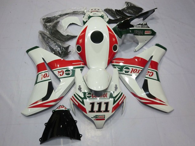 Beste Honda CBR1000RR Motorrad Verkleidung 2008-2011 - Weiss Rot Grun Castrol 111