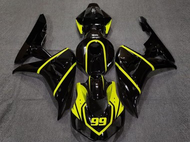 Beste Honda CBR1000RR Motorrad Verkleidung 2006-2007 - Glanzendes Schwarz Hohe Sichtbarkeit Gelb 99