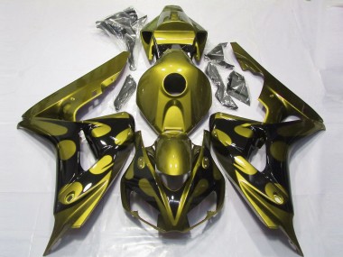 Beste Honda CBR1000RR Motorrad Verkleidung 2006-2007 - Glanzendes Gelb Glanzendes Schwarz Flamme