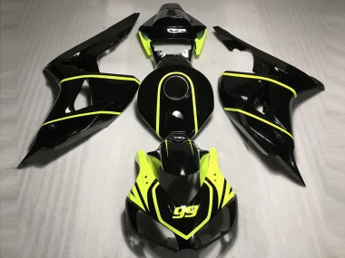 Beste Honda CBR1000RR Motorrad Verkleidung 2006-2007 - Glanzendes Schwarz Hohe Sichtbarkeit Gelb 99