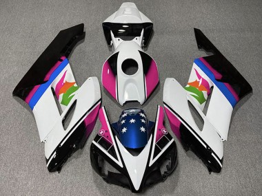 Beste Honda CBR1000RR Motorrad Verkleidung 2004-2005 - Weiss Rosa Blau Glanzendes Schwarz Stern