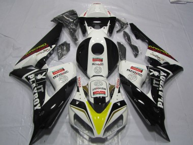 Beste Honda CBR1000RR Motorrad Verkleidung 2006-2007 - Weiss Gelb Rot Glanzendes Schwarz Denso PlayBoy