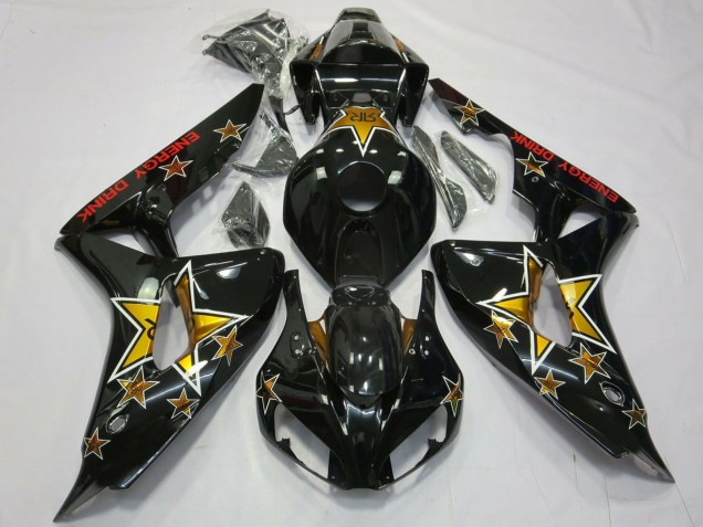 Beste Honda CBR1000RR Motorrad Verkleidung 2006-2007 - Glanzendes Schwarz Stern Energy Drink