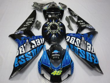 Beste Honda CBR1000RR Motorrad Verkleidung 2006-2007 - Glanzendes Schwarz Blau Rossi 46