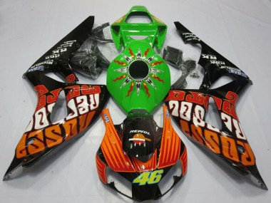 Beste Honda CBR1000RR Motorrad Verkleidung 2006-2007 - Grun Orange Glanzendes Schwarz Rossi 46