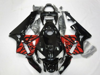 Beste Honda CBR600RR Motorrad Verkleidung 2005-2006 - Glanzendes Schwarz und Tribal Rot
