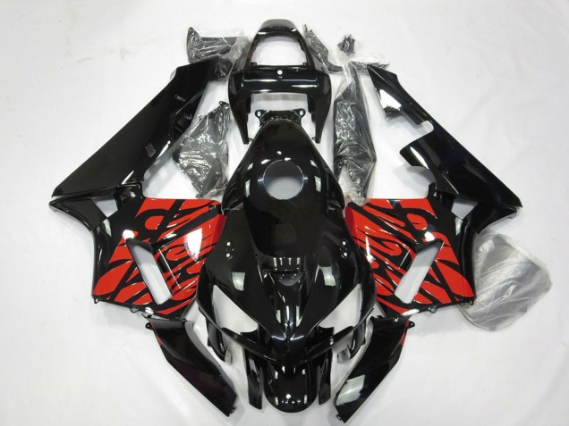 Beste Honda CBR600RR Motorrad Verkleidung 2005-2006 - Glanzendes Schwarz und Tribal Rot