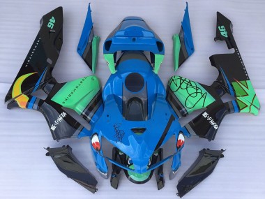 Beste Honda CBR600RR Motorrad Verkleidung 2005-2006 - Blau Grun Schwarz Hai