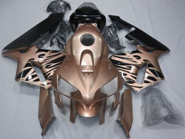 Beste Honda CBR600RR Motorrad Verkleidung 2005-2006 - Glanzendes Schwarz Bronze Flamme