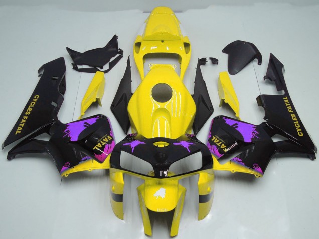 Beste Honda CBR600RR Motorrad Verkleidung 2005-2006 - Glanzendes Schwarz Gelb Lila Spritzer