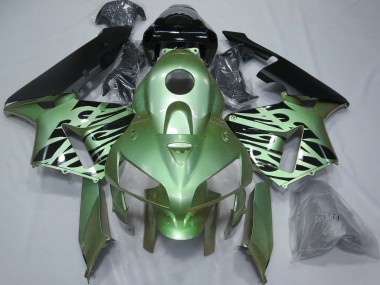 Beste Honda CBR600RR Motorrad Verkleidung 2005-2006 - Hellgrun Schwarz Flamme