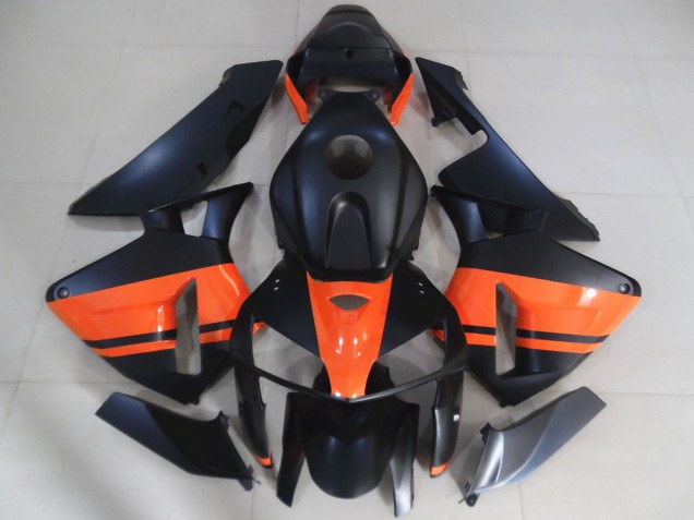 Beste Honda CBR600RR Motorrad Verkleidung 2005-2006 - Matt Schwarz Glanzendes Orange