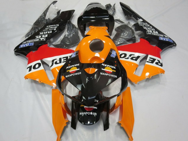 Beste Honda CBR600RR Motorrad Verkleidung 2005-2006 - Orange Weiss Rot Glanzendes Schwarz Repsol Man Power