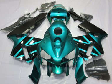 Beste Honda CBR600RR Motorrad Verkleidung 2005-2006 - Blau Grun Glanzendes Schwarz Design