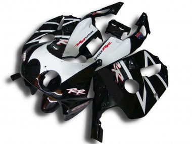 Beste Honda CBR250RR Motorrad Verkleidung 1990-1998 - Glanzendes Schwarz Weiss RR