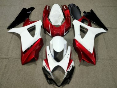 Beste Suzuki GSXR 1000 Motorrad Verkleidung 2007-2008 - Weiss Rot Schwarz