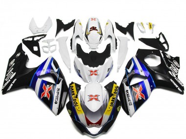 Beste Suzuki GSXR 1000 Motorrad Verkleidung 2009-2016 - Weiss Blau Schwarz SPIDI Dunkel Dog