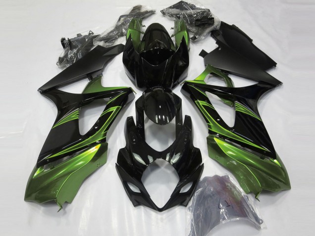 Beste Suzuki GSXR 1000 Motorrad Verkleidung 2007-2008 - Glanzendes Schwarz Grun